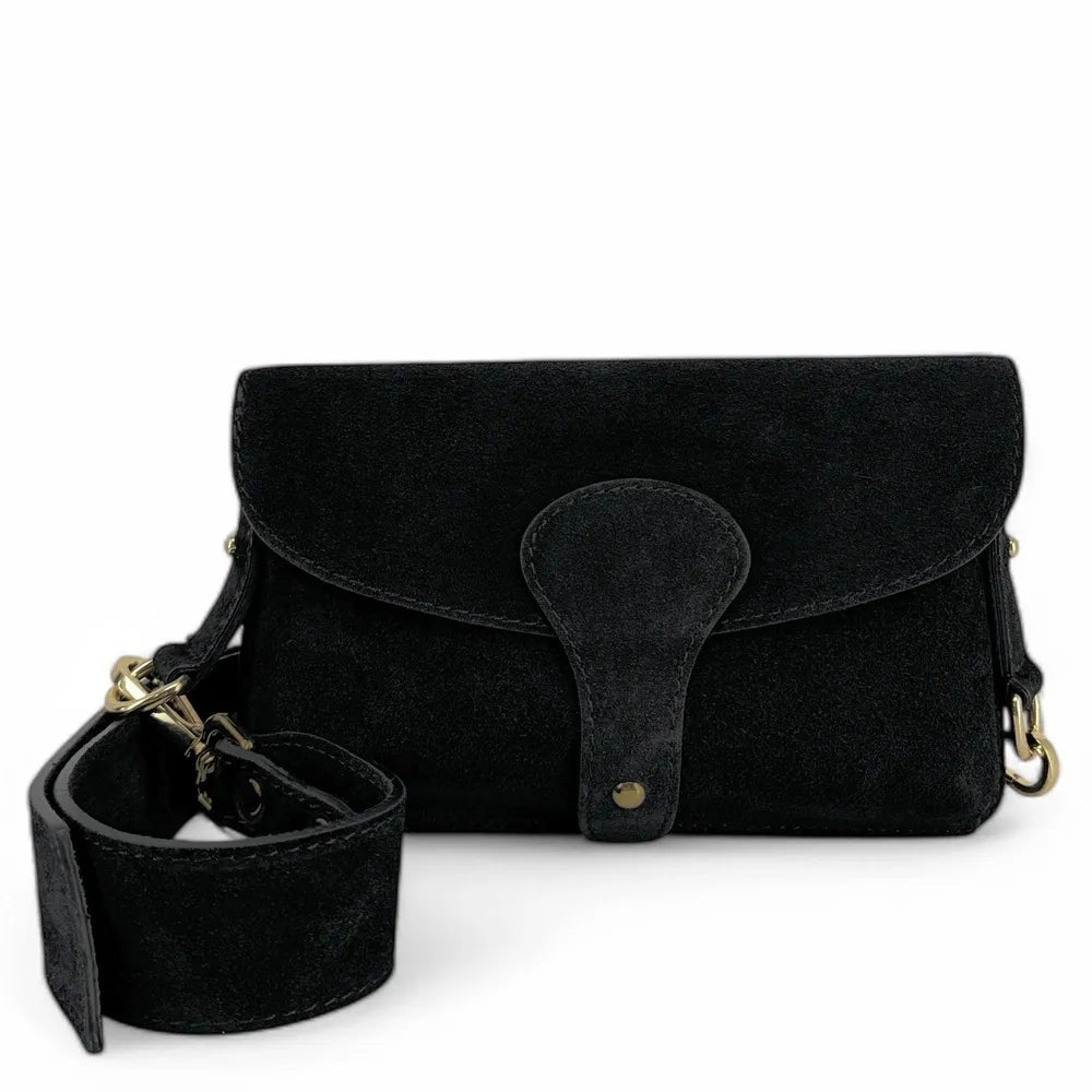 Mini-sac french stick en croûte de cuir TOSCA SUEDE Noir