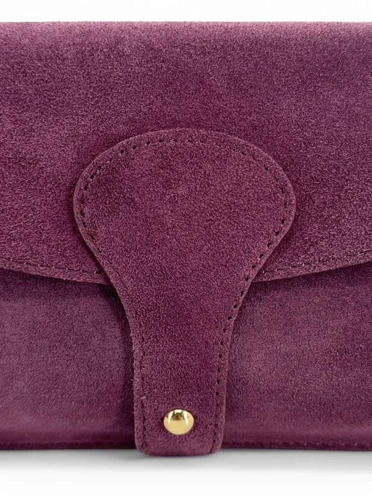 Mini-sac french stick en croûte de cuir TOSCA SUEDE Prune