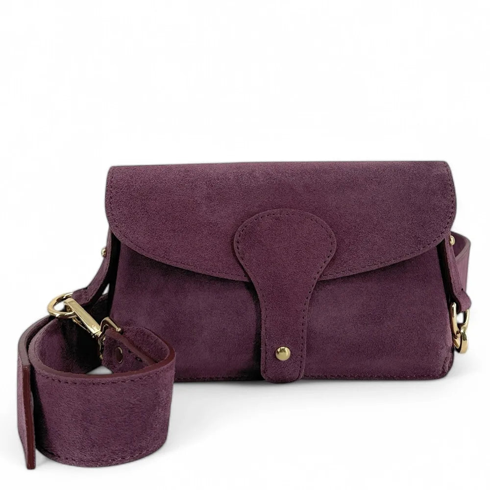 Mini-sac french stick en croûte de cuir TOSCA SUEDE Prune