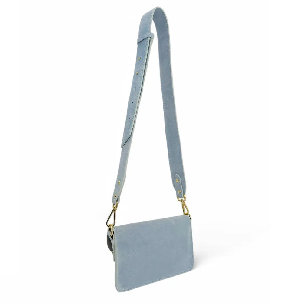 Mini-sac french stick en croûte de cuir TOSCA SUEDE Bleu pastel
