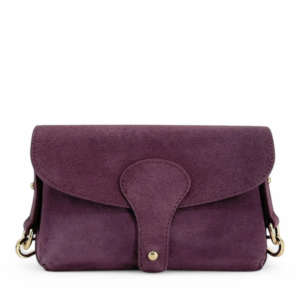 Mini-sac french stick en croûte de cuir TOSCA SUEDE Prune