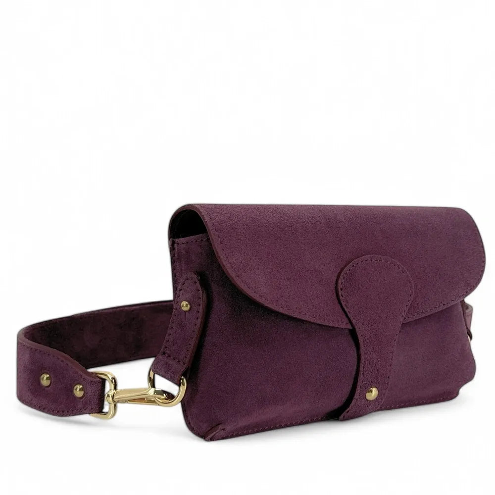 Mini-sac french stick en croûte de cuir TOSCA SUEDE Prune