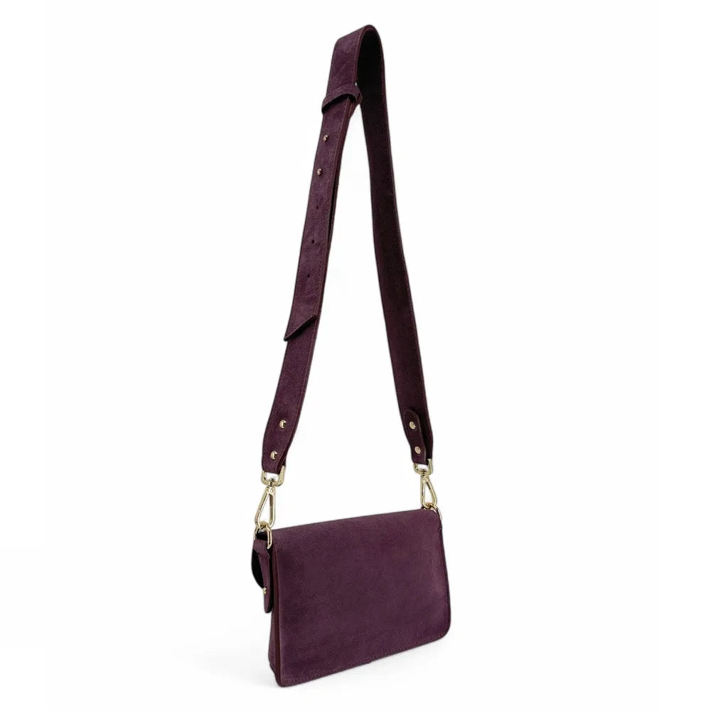 Mini-sac french stick en croûte de cuir TOSCA SUEDE Prune