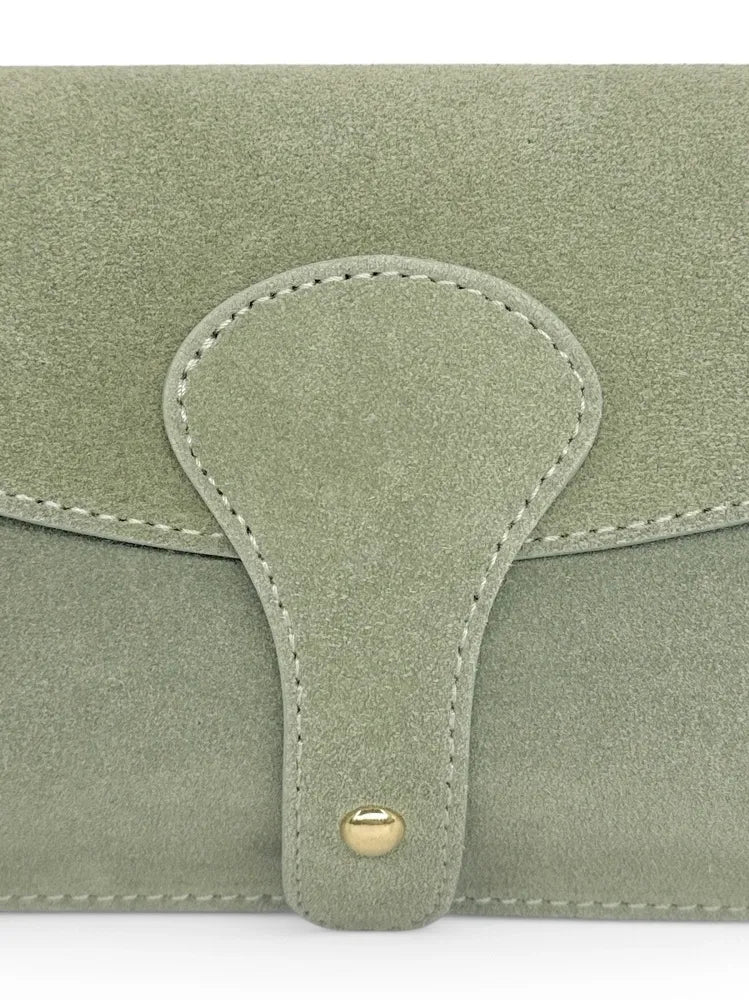 Mini-sac french stick en croûte de cuir TOSCA SUEDE Vert amande