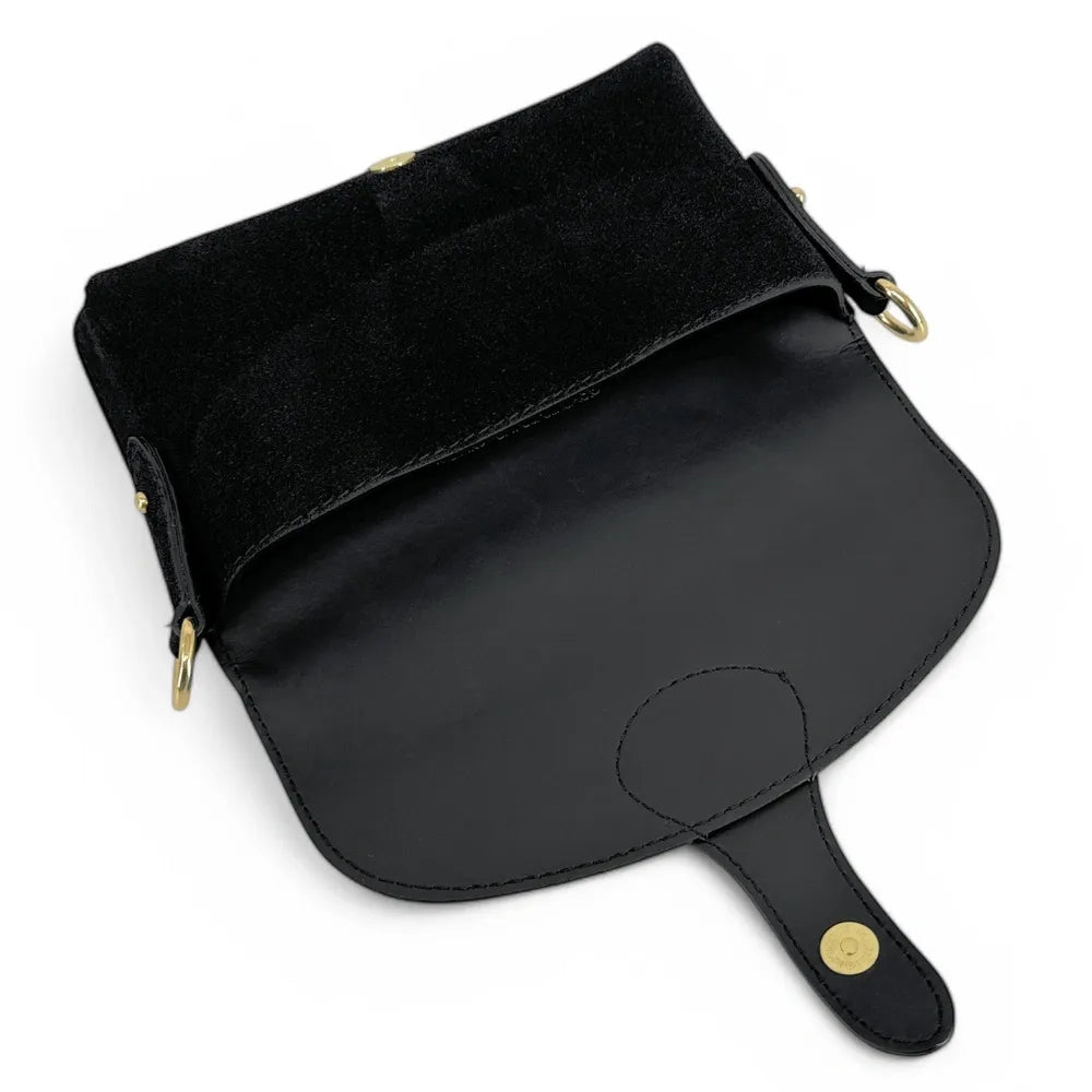 Mini-sac french stick en croûte de cuir TOSCA SUEDE Noir