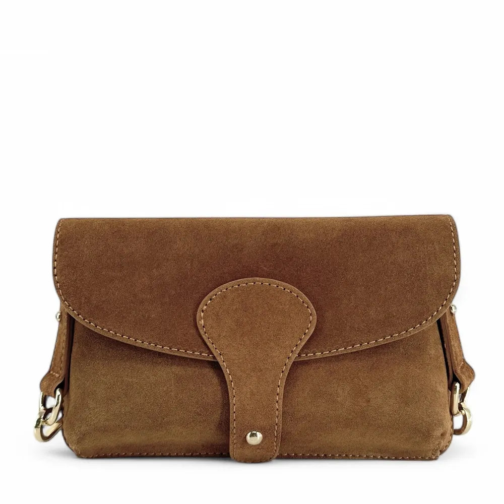 Mini-sac french stick en croûte de cuir TOSCA SUEDE Cannelle