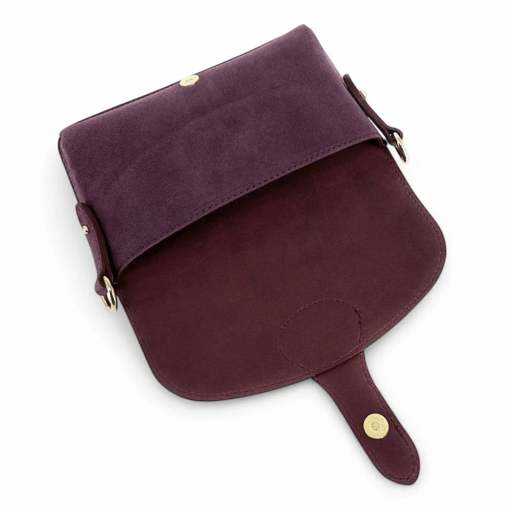 Mini-sac french stick en croûte de cuir TOSCA SUEDE Prune