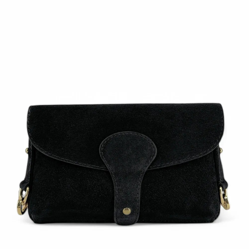Mini-sac french stick en croûte de cuir TOSCA SUEDE Noir