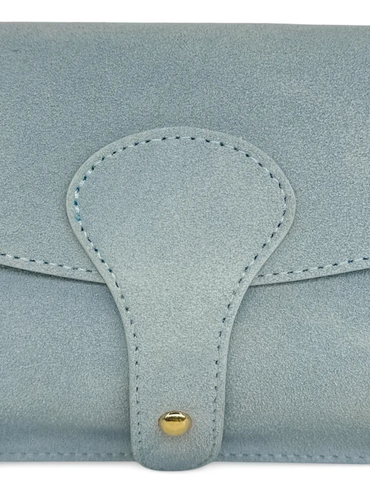 Mini-sac french stick en croûte de cuir TOSCA SUEDE Bleu pastel