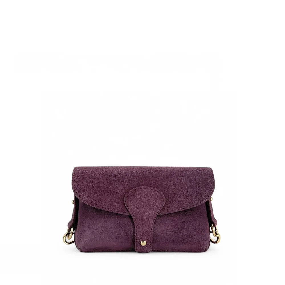 Mini-sac french stick en croûte de cuir TOSCA SUEDE Prune