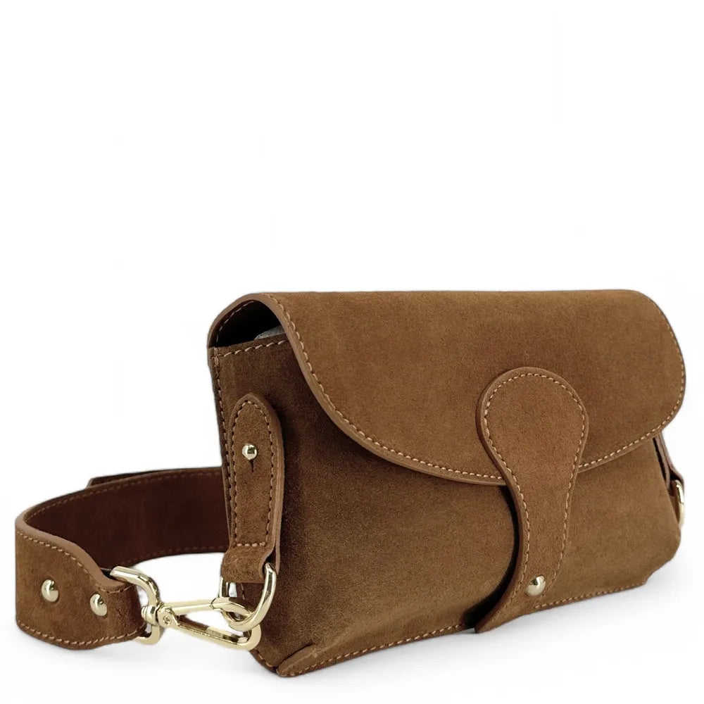 Mini-sac french stick en croûte de cuir TOSCA SUEDE Cannelle