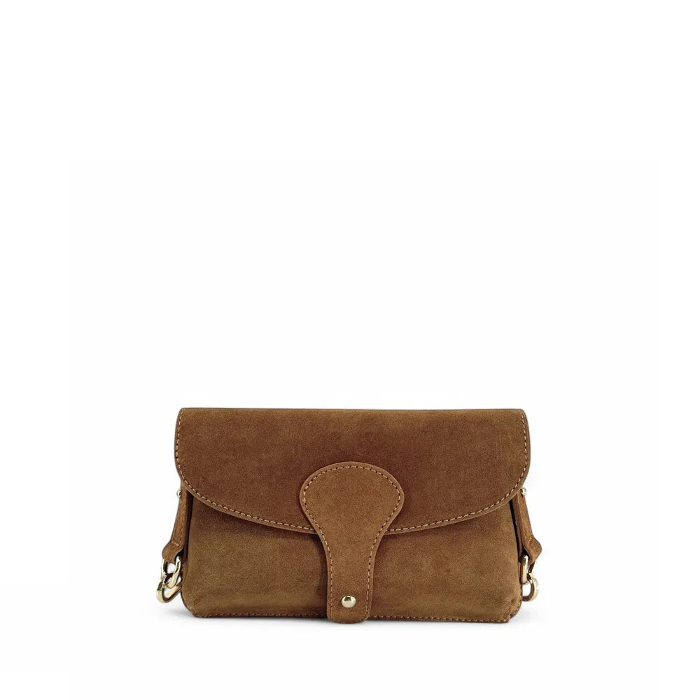 Mini-sac french stick en croûte de cuir TOSCA SUEDE Cannelle