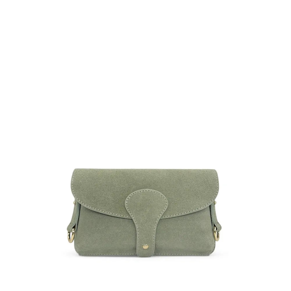 Mini-sac french stick en croûte de cuir TOSCA SUEDE Vert amande