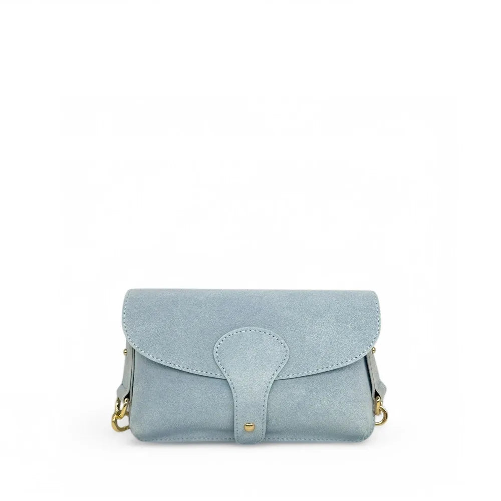 Mini-sac french stick en croûte de cuir TOSCA SUEDE Bleu pastel