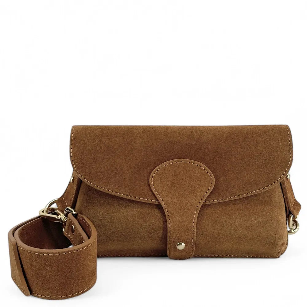 Mini-sac french stick en croûte de cuir TOSCA SUEDE Cannelle