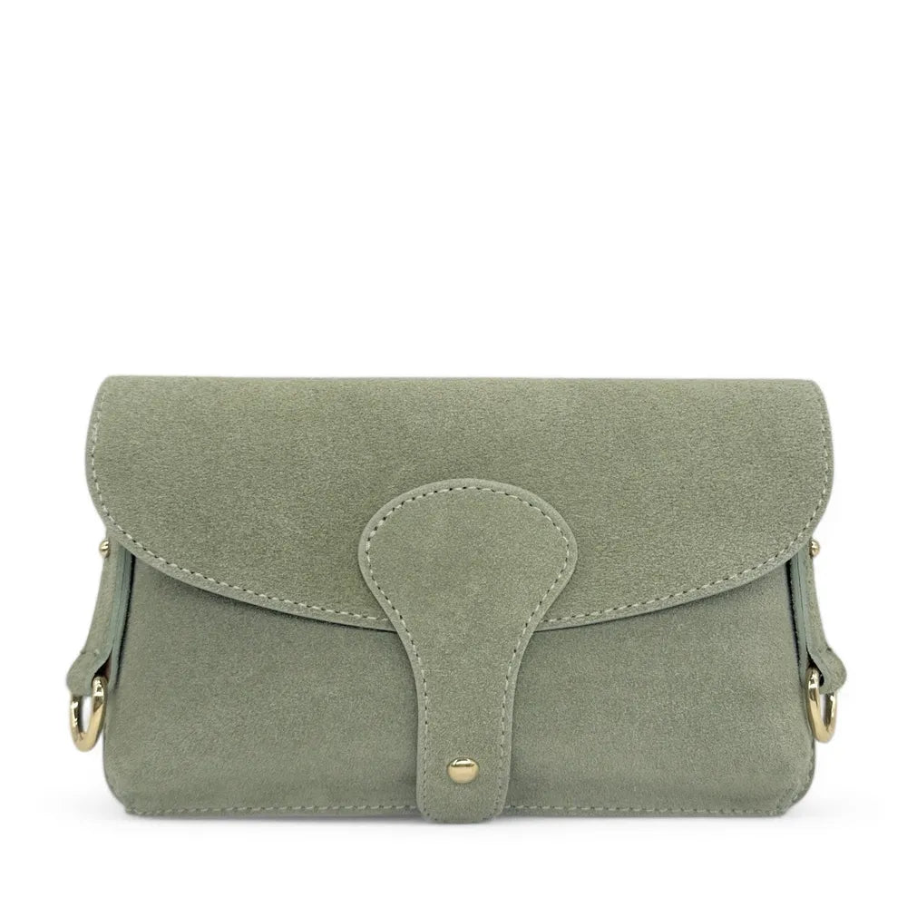 Mini-sac french stick en croûte de cuir TOSCA SUEDE Vert amande