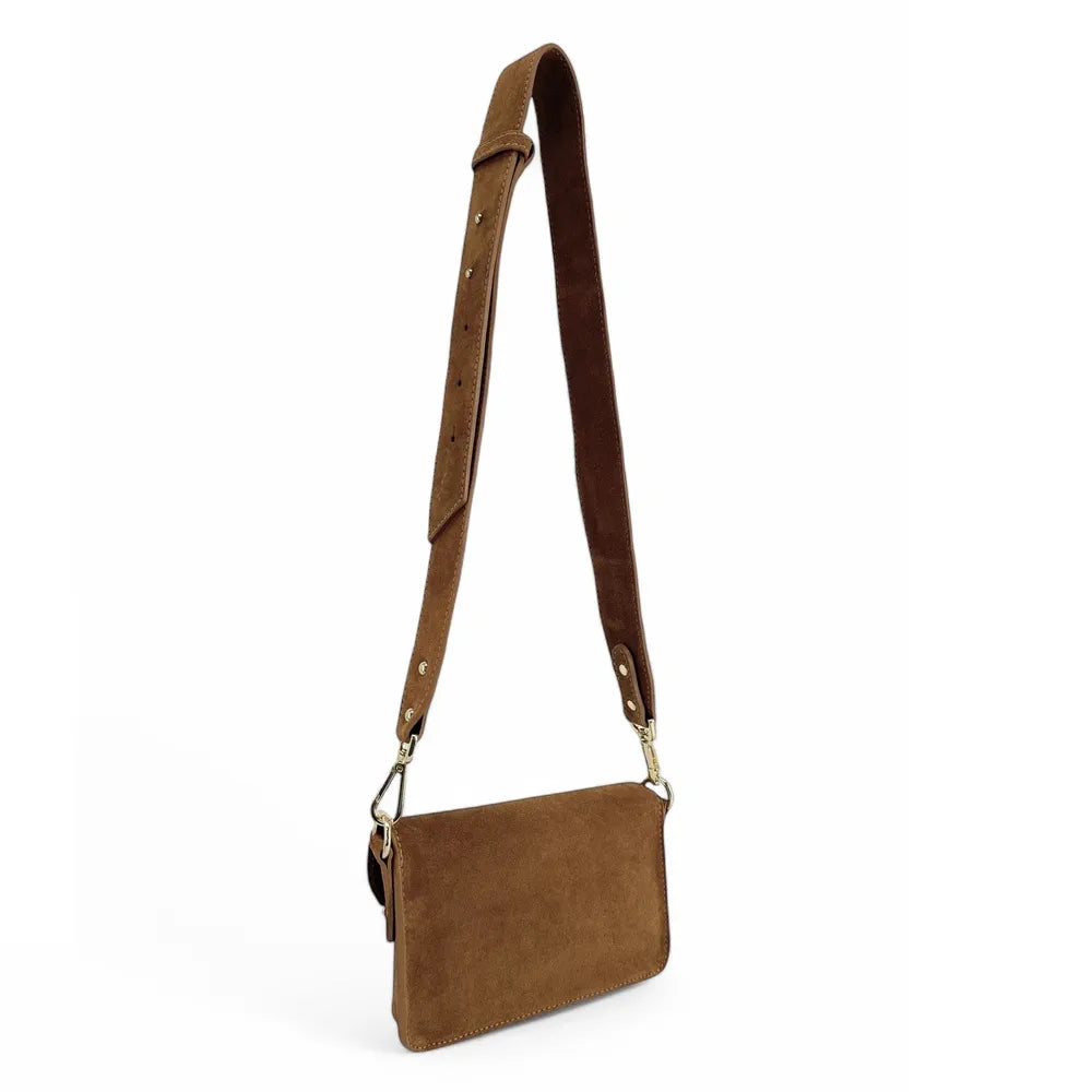 Mini-sac french stick en croûte de cuir TOSCA SUEDE Cannelle