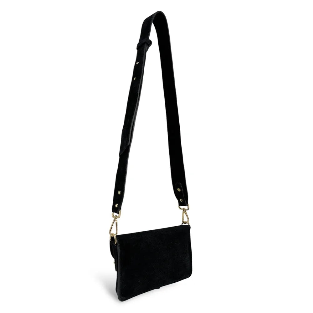 Mini-sac french stick en croûte de cuir TOSCA SUEDE Noir