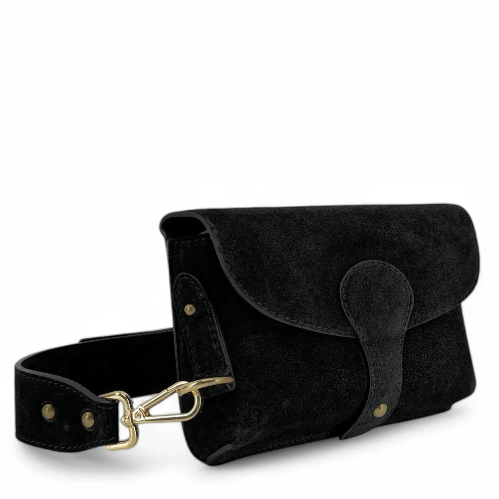 Mini-sac french stick en croûte de cuir TOSCA SUEDE Noir