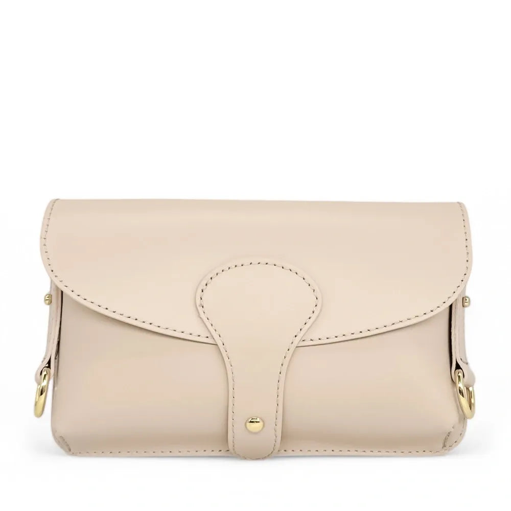 Mini-sac french stick en cuir lisse TOSCA Beige crème