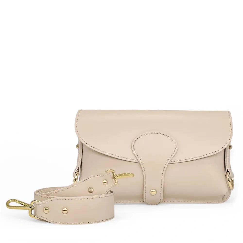 Mini-sac french stick en cuir lisse TOSCA Beige crème