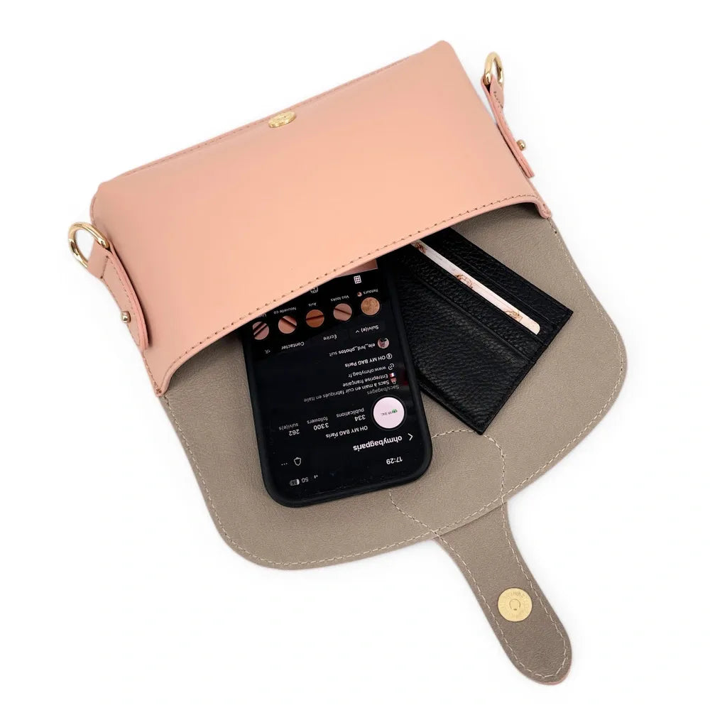 Mini-sac french stick en cuir lisse TOSCA Rose nude