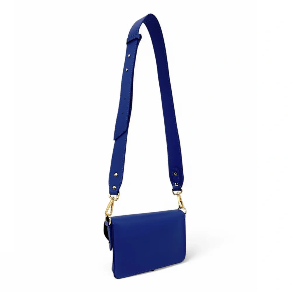 Mini-sac french stick en cuir lisse TOSCA Bleu indigo