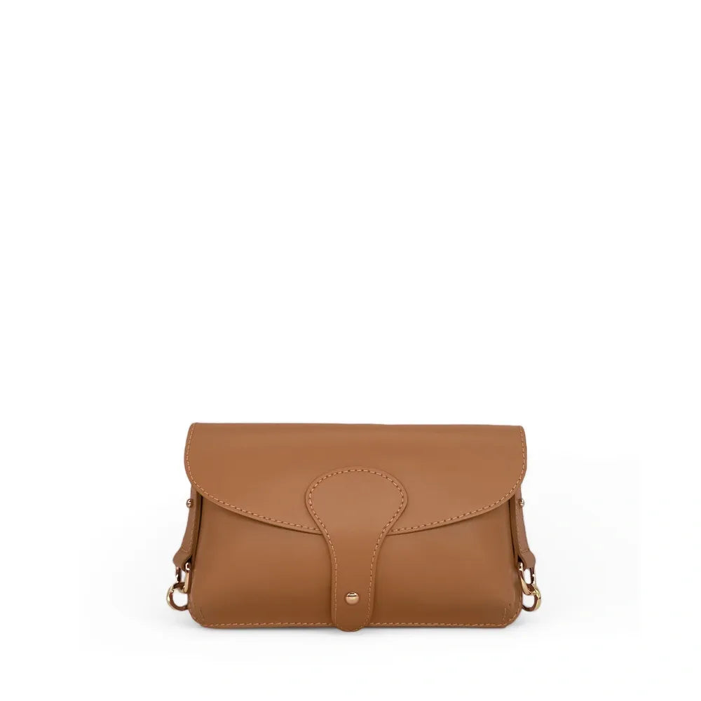 Mini-sac french stick en cuir lisse TOSCA Camel foncé