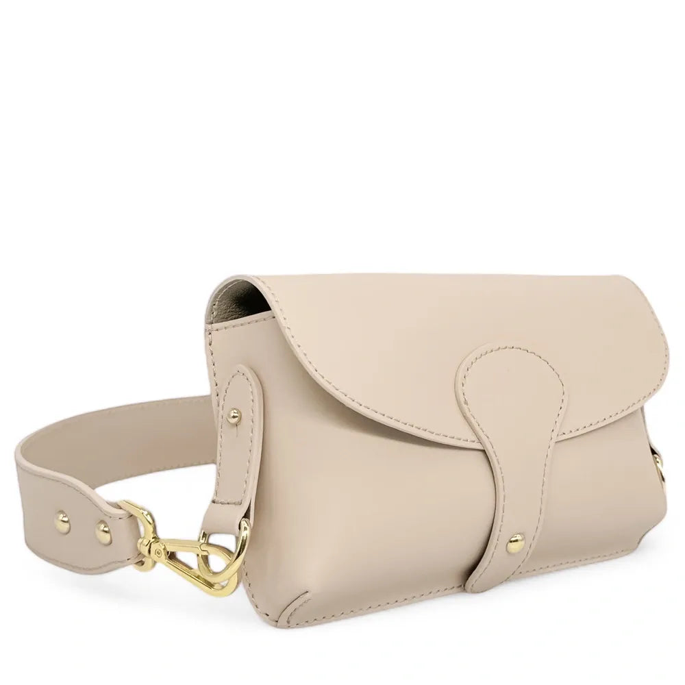Mini-sac french stick en cuir lisse TOSCA Beige crème
