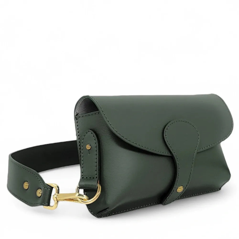 Mini-sac french stick en cuir lisse TOSCA Vert mousse