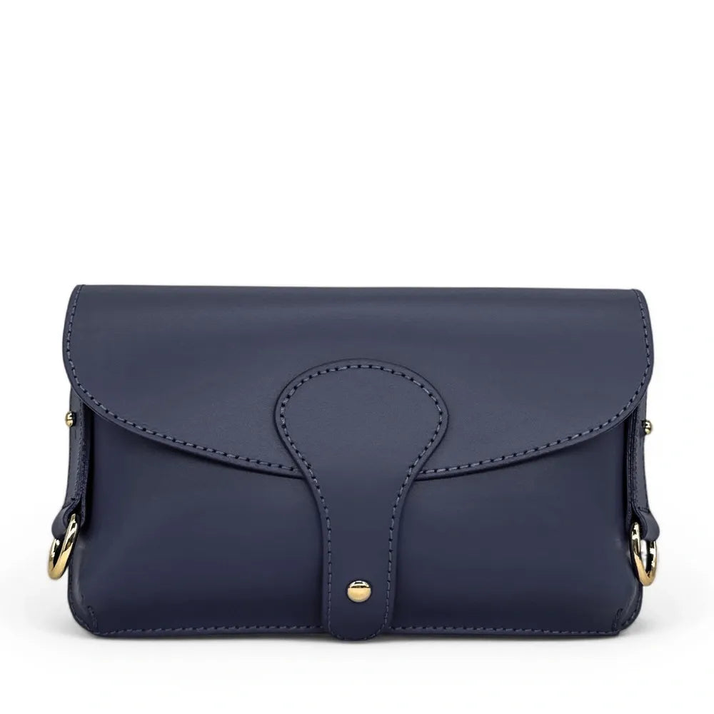 Mini-sac french stick en cuir lisse TOSCA Bleu marine