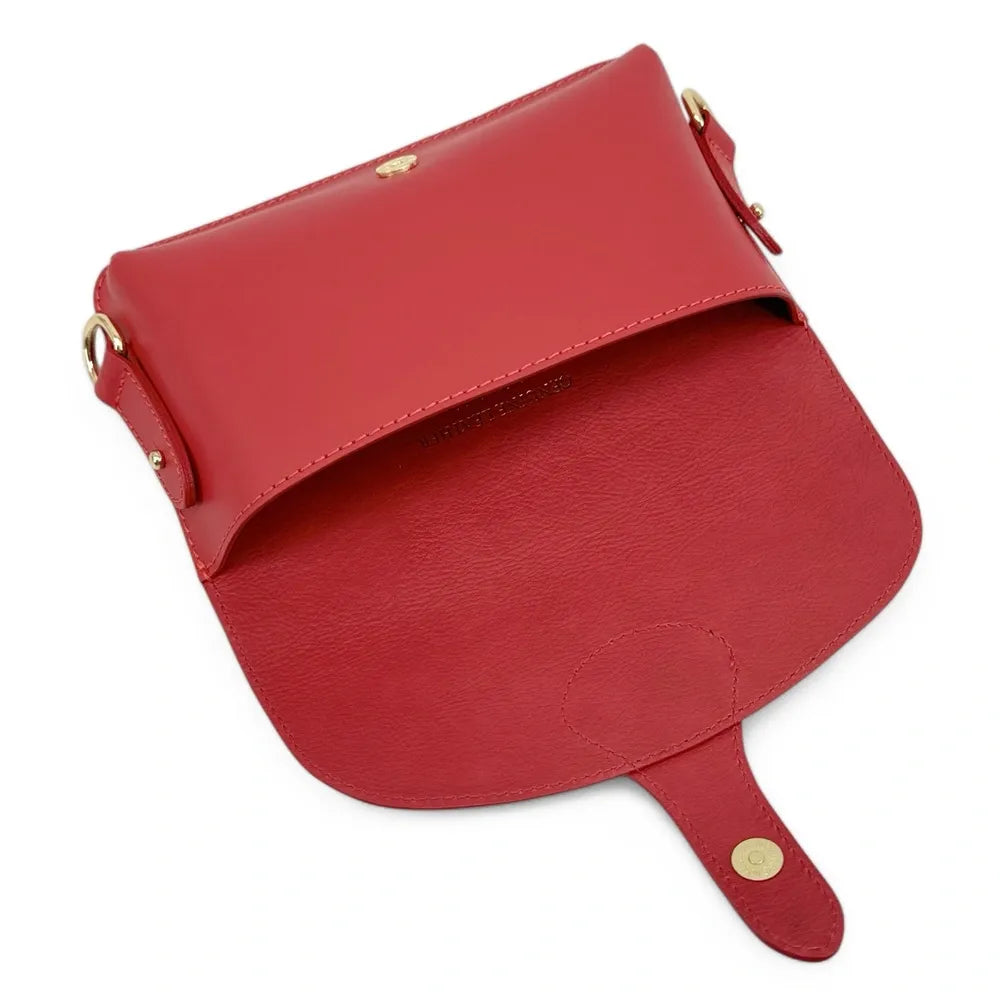 Mini-sac french stick en cuir lisse TOSCA Rouge magenta