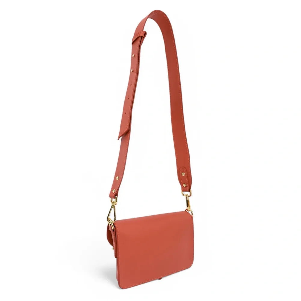 Mini-sac french stick en cuir lisse TOSCA Rouge brique