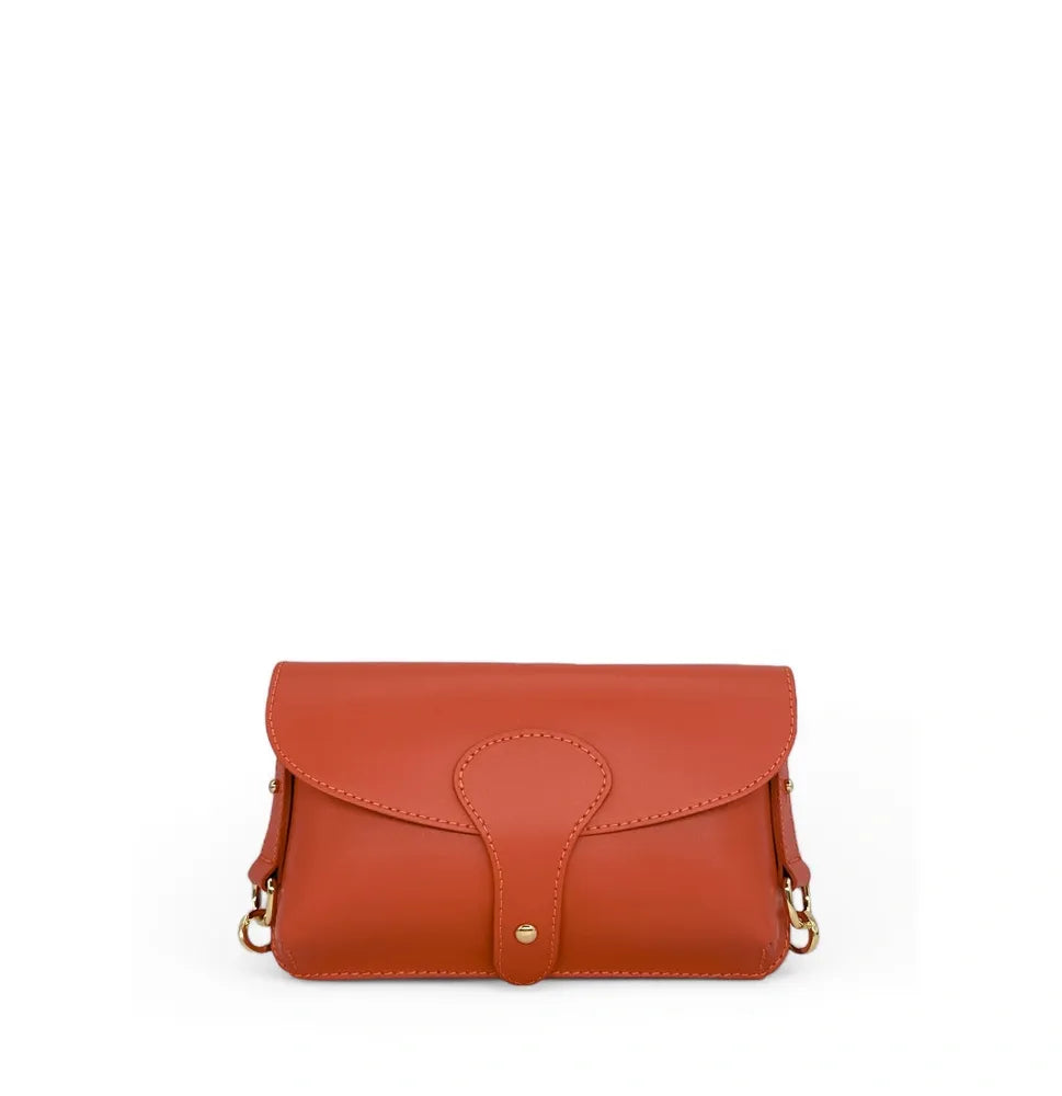 Mini-sac french stick en cuir lisse TOSCA Rouge brique
