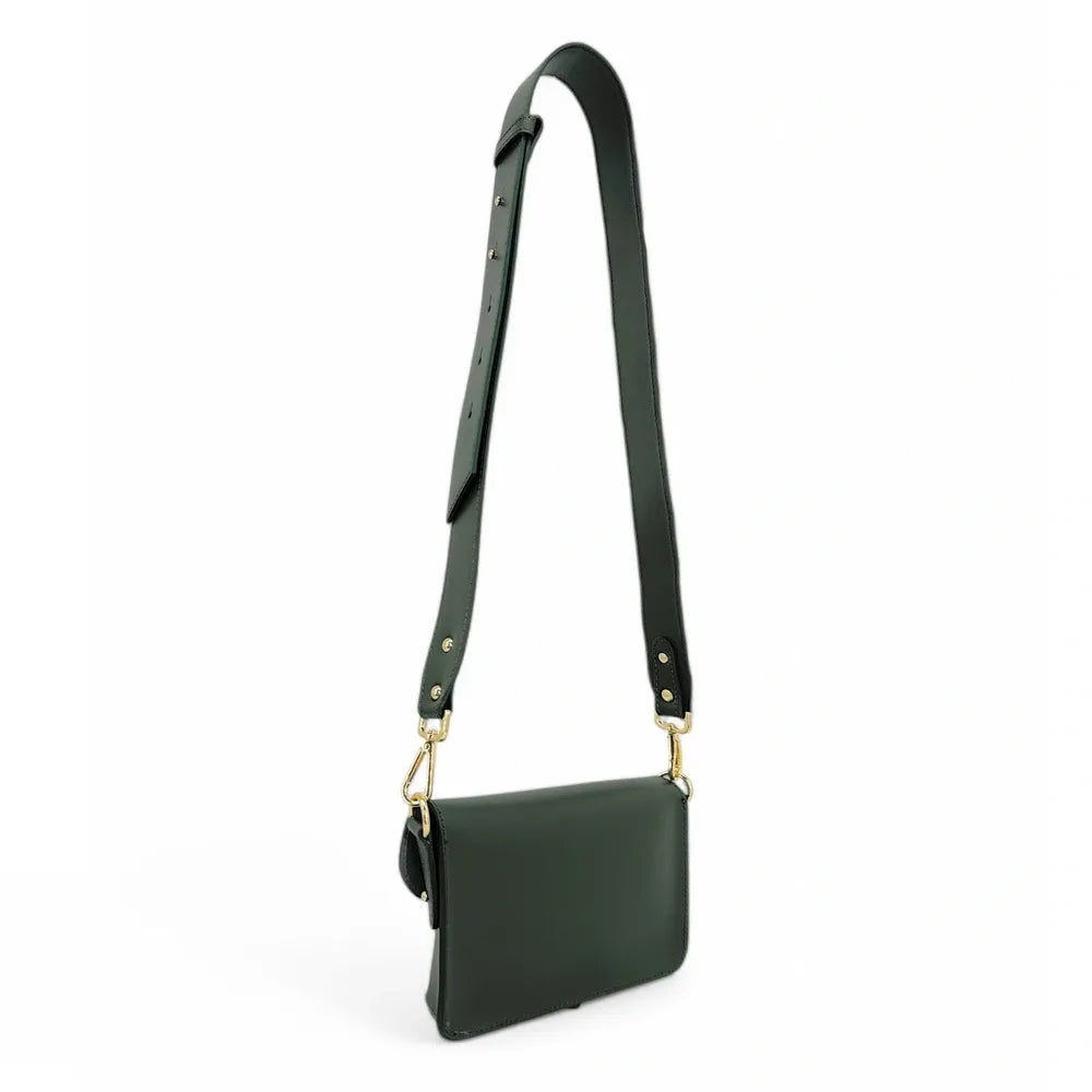 Mini-sac french stick en cuir lisse TOSCA Vert mousse
