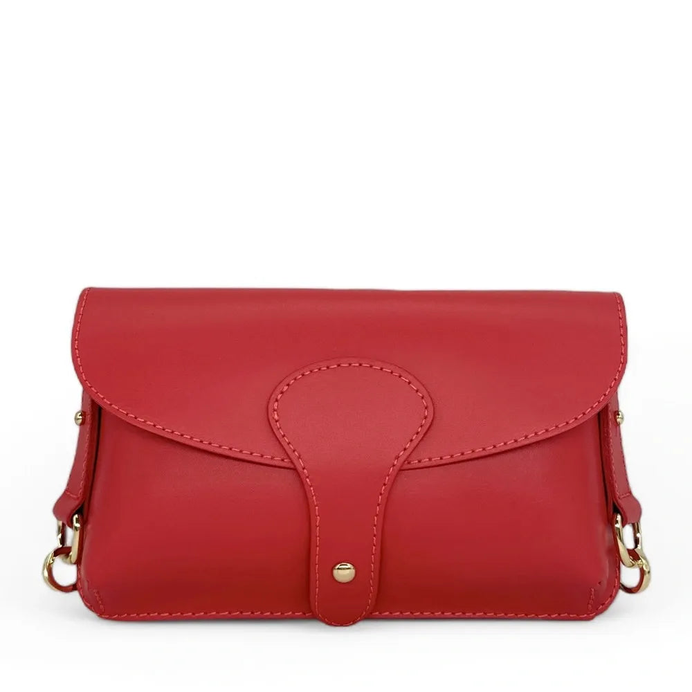 Mini-sac french stick en cuir lisse TOSCA Rouge magenta