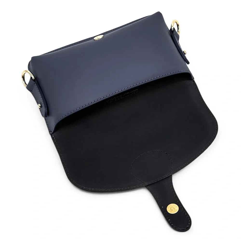Mini-sac french stick en cuir lisse TOSCA Bleu marine