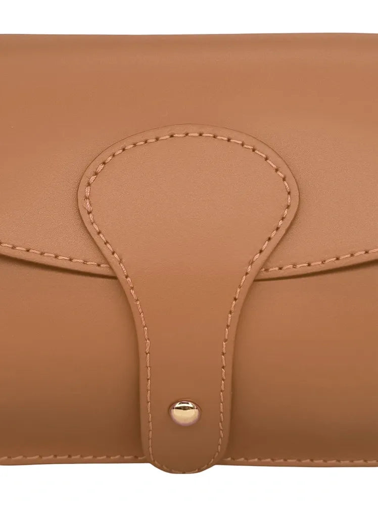 Mini-sac french stick en cuir lisse TOSCA Camel foncé