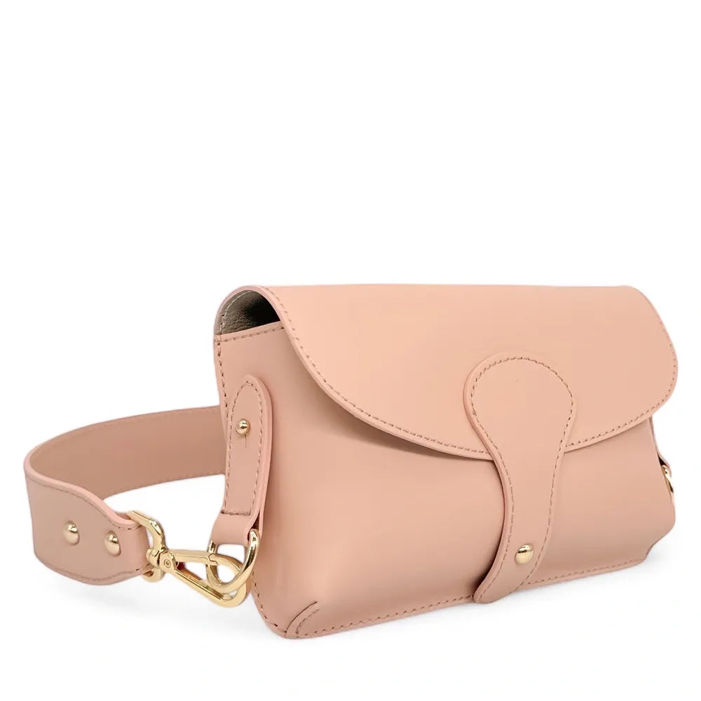 Mini-sac french stick en cuir lisse TOSCA Rose nude