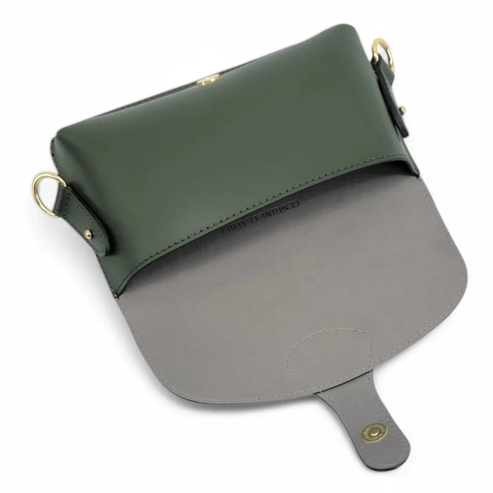 Mini-sac french stick en cuir lisse TOSCA Vert mousse