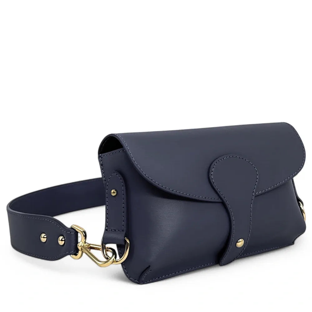 Mini-sac french stick en cuir lisse TOSCA Bleu marine