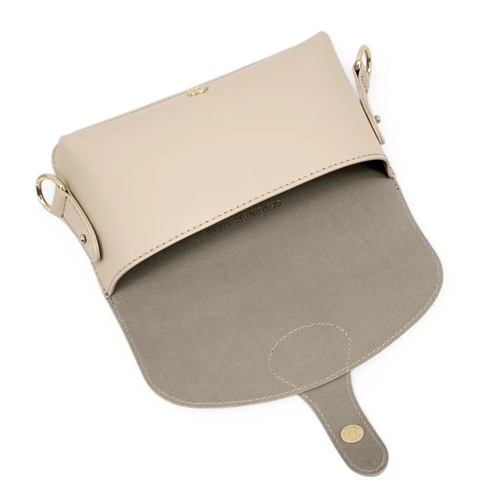 Mini-sac french stick en cuir lisse TOSCA Beige crème
