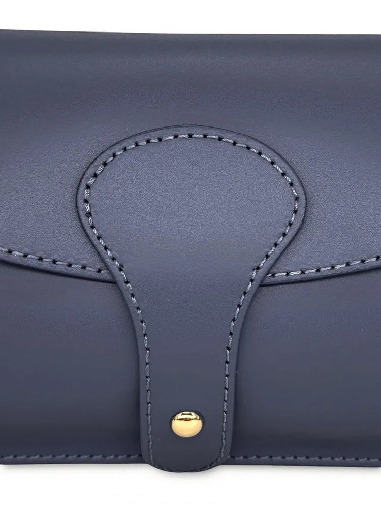 Mini-sac french stick en cuir lisse TOSCA Bleu marine