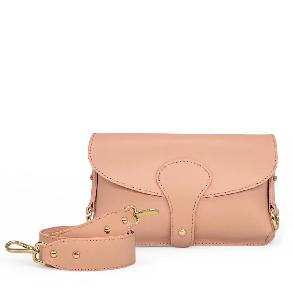 Mini-sac french stick en cuir lisse TOSCA Rose nude