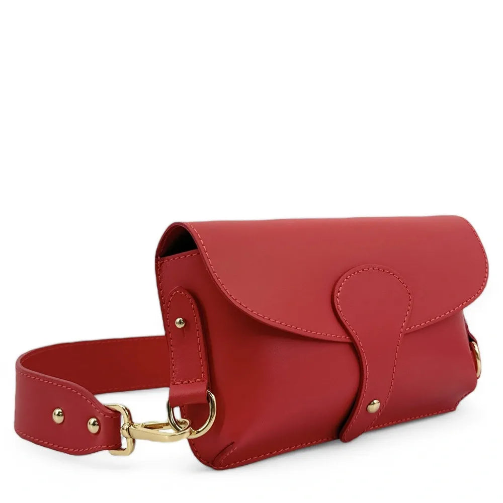 Mini-sac french stick en cuir lisse TOSCA Rouge magenta