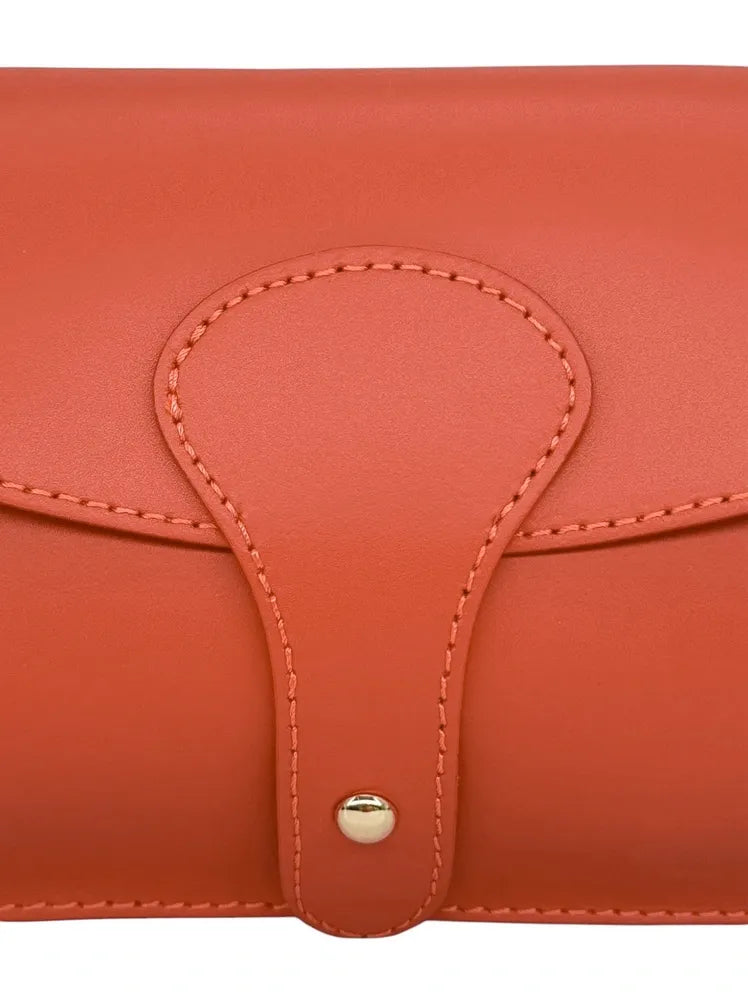 Mini-sac french stick en cuir lisse TOSCA Rouge brique