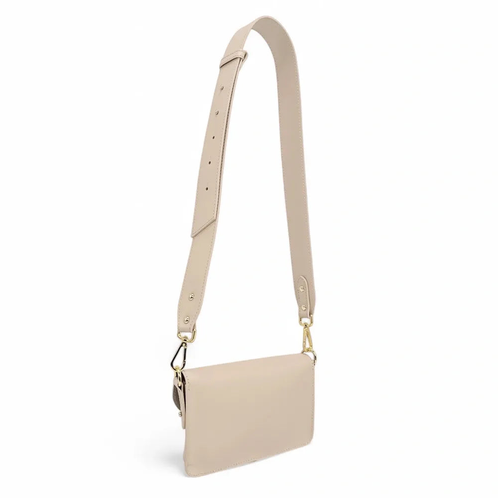 Mini-sac french stick en cuir lisse TOSCA Beige crème