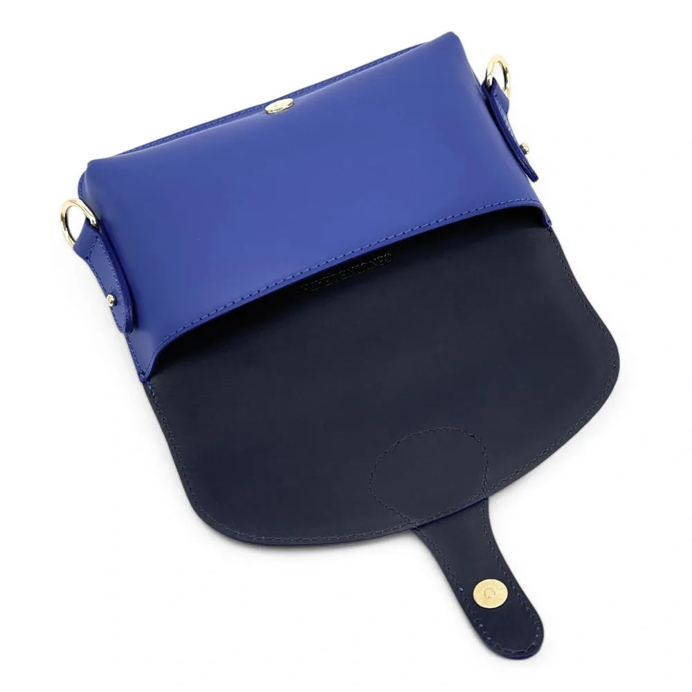 Mini-sac french stick en cuir lisse TOSCA Bleu indigo