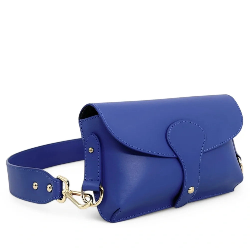 Mini-sac french stick en cuir lisse TOSCA Bleu indigo