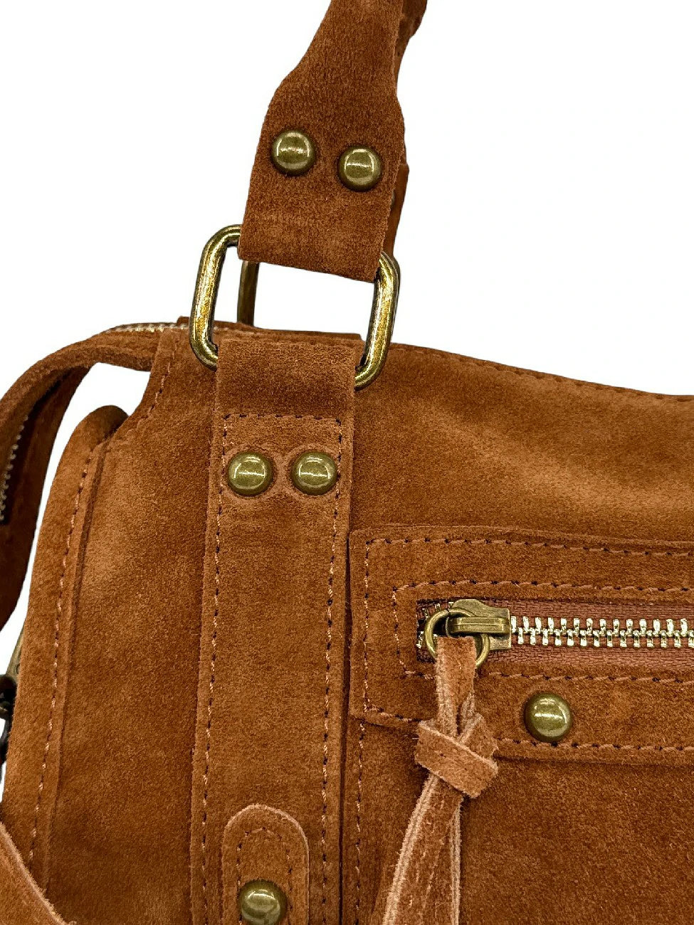 STORM SUEDE MINI suede mini bag, Dark camel